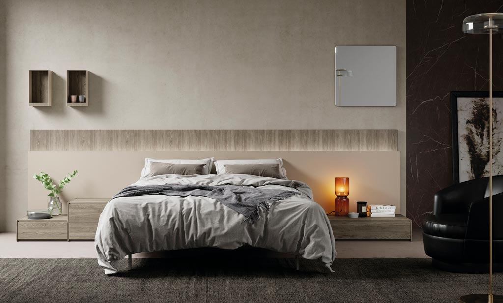 Dormitorio con el cabecero modelo Paralex e iluminacion Led