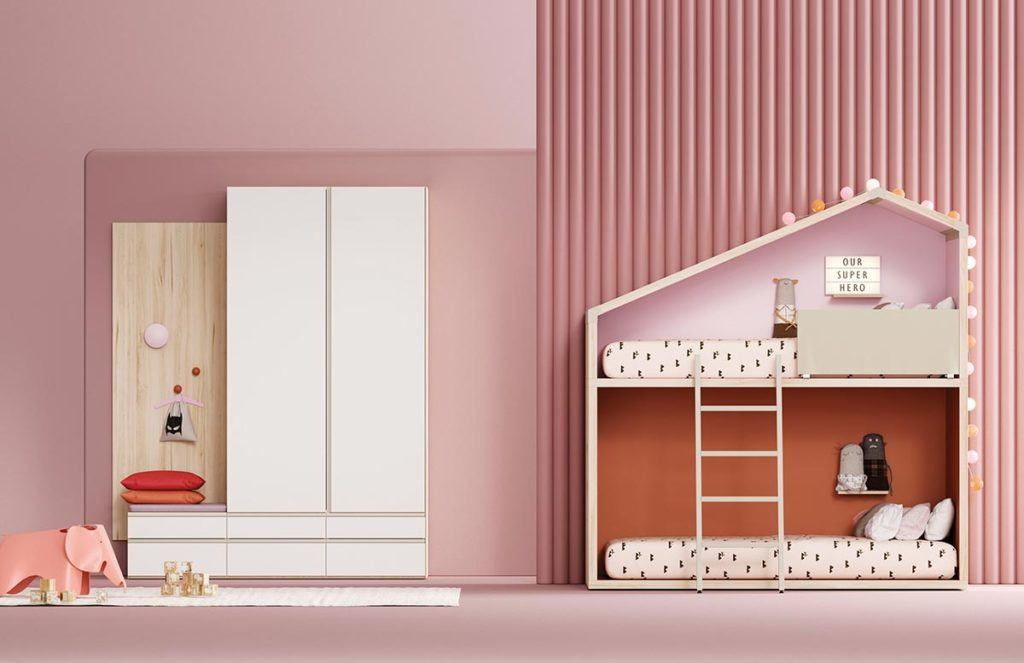 Composición de cama Cottage con armario Dressbox
