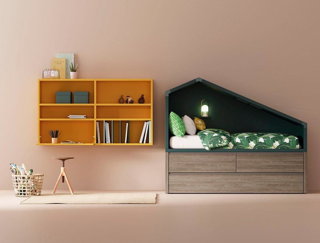 Composición cama Cottage y estantería Airbox