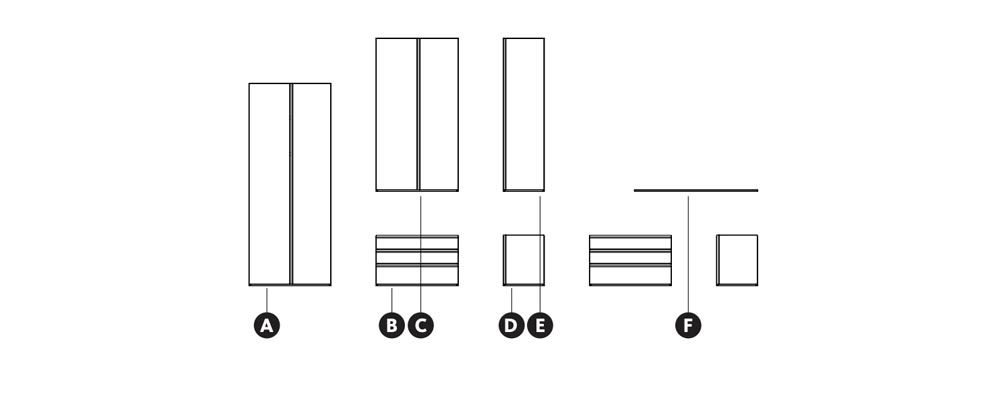 Cajas armario de 52-50-110 barra con separadores
