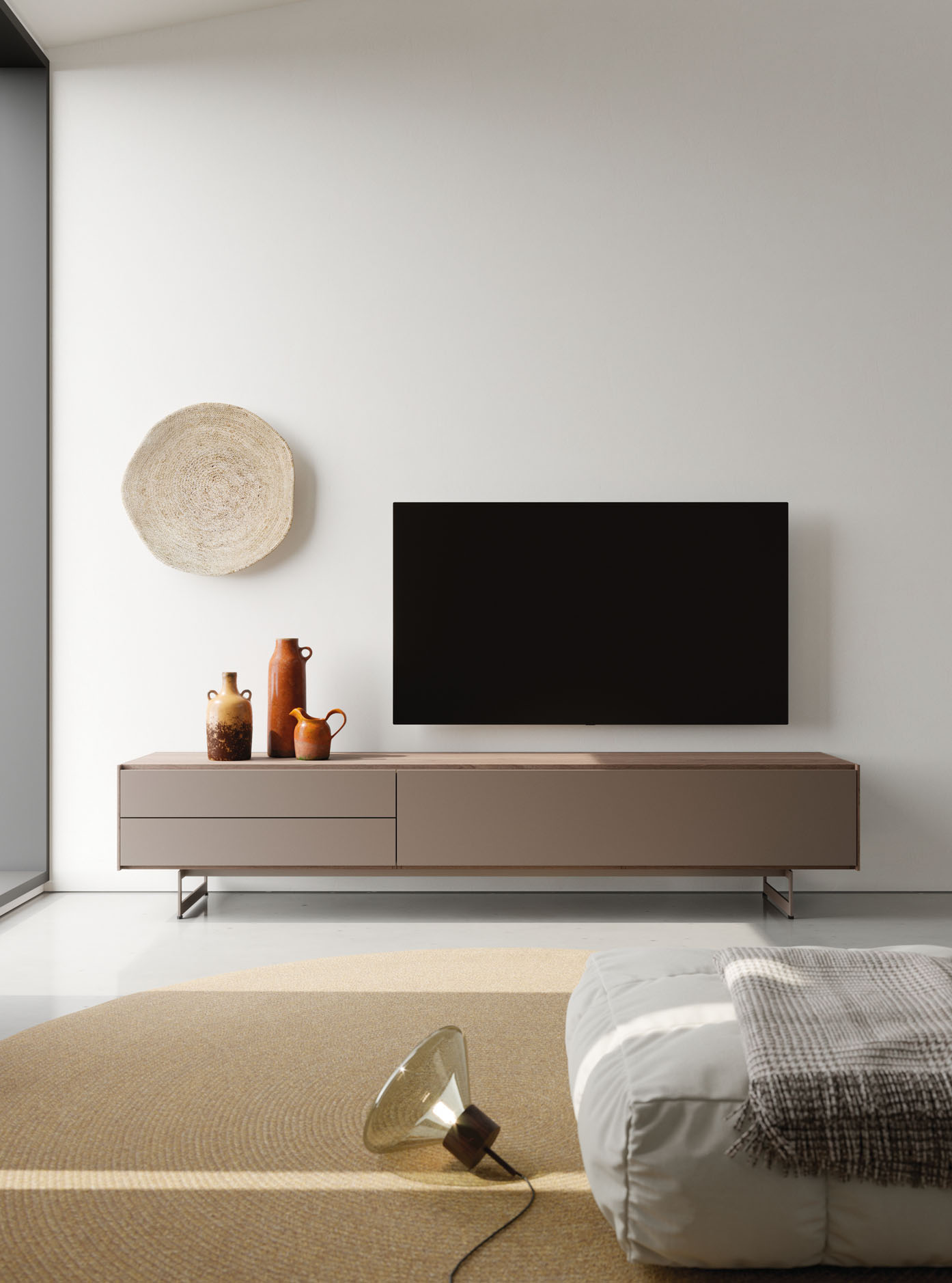 Mueble de TV con cajones en colores marrones