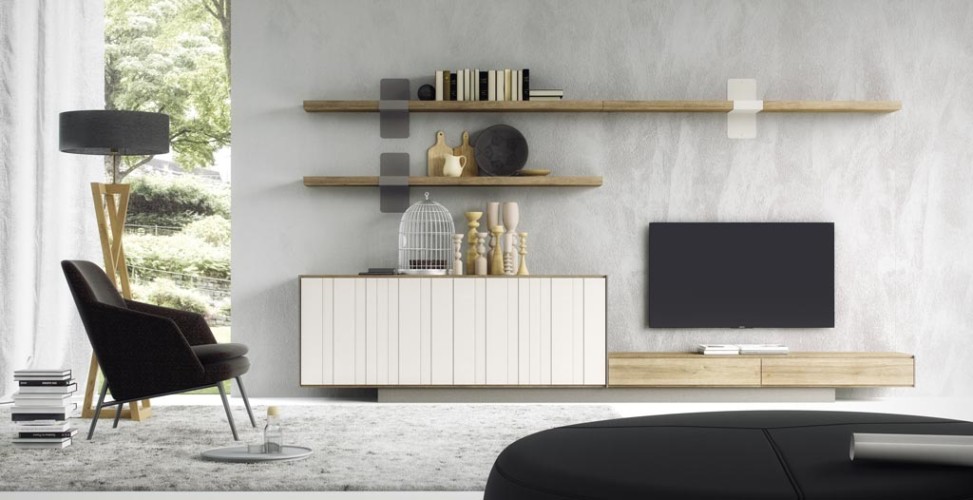 Composición de salón con los frentes AV de la colección Addliving Composición de salón con los frentes AV de la colección Addliving