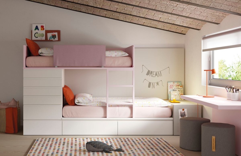 Habitación con litera tren, armario Dressbox y estantería AirBox Habitación con litera tren, armario Dressbox y estantería AirBox