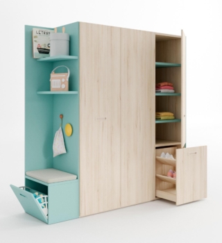 Armario modular Dressbox con distintos tipos de espacios para almacenar Armario modular Dressbox con distintos tipos de espacios para almacenar