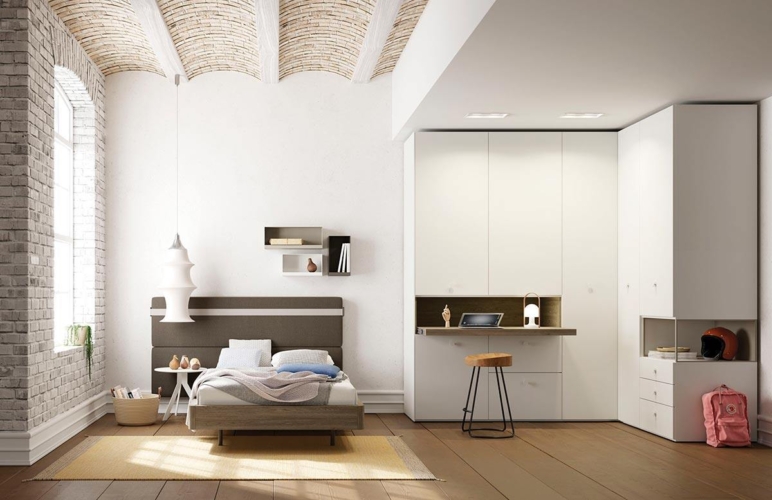 Composición habitación juvenil con cama Aro, armario Dressbox y cabezal Picnic Composición habitación juvenil con cama Aro, armario Dressbox y cabezal Picnic